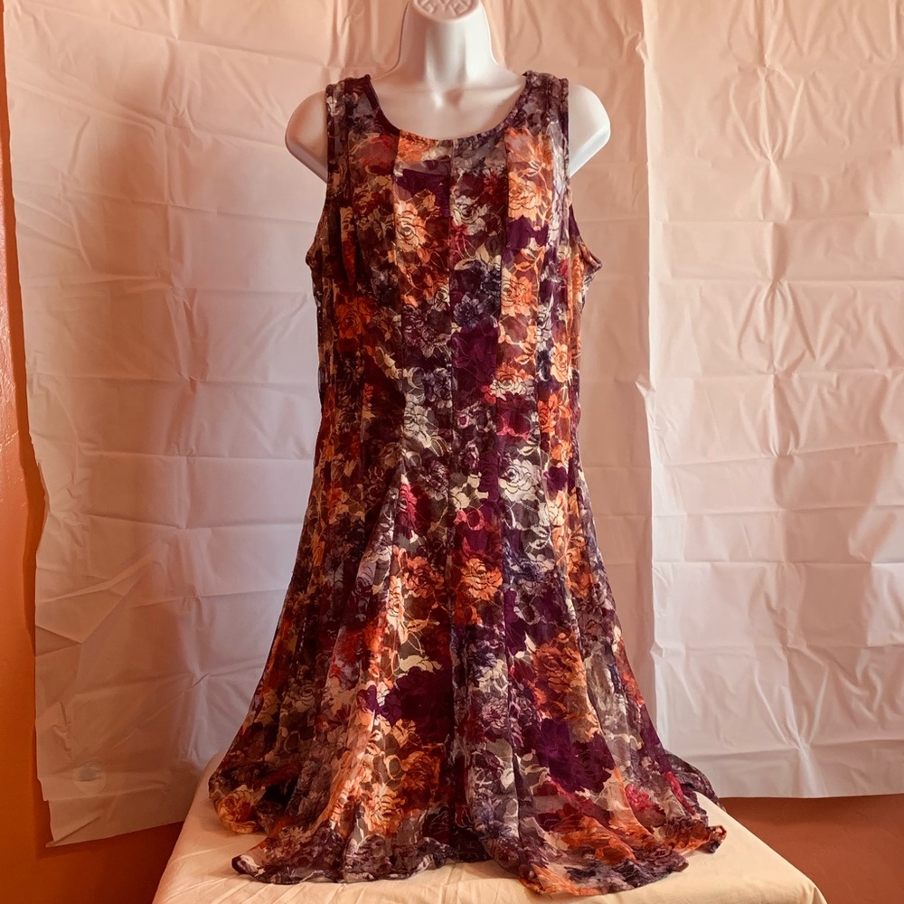 Striped Floral A Line Lace Sleeveless Dress Casual